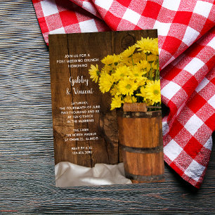 Invitación Balde de madera Daisies País Post Boda Brunch