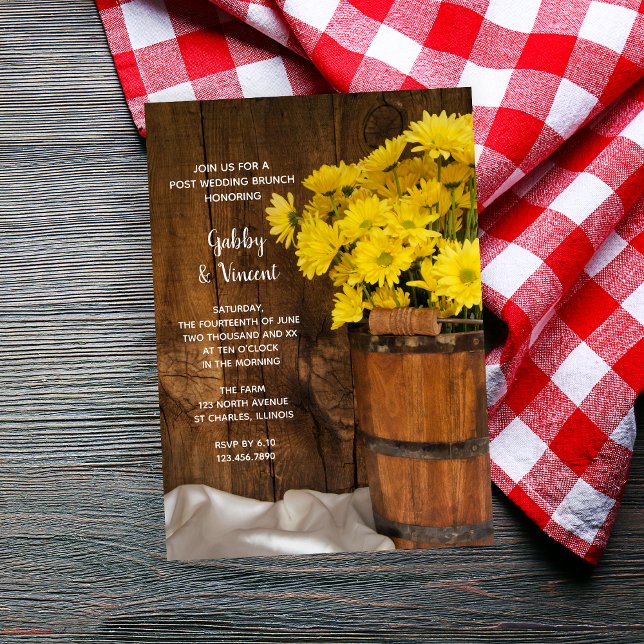 Invitación Balde de madera Daisies País Post Boda Brunch (Subido por el creador)