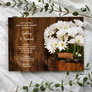 Invitación Balde de madera Daisies País Post Boda Brunch