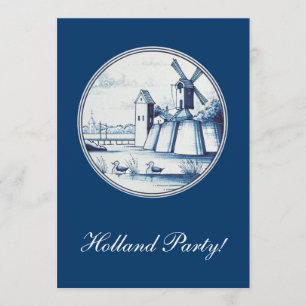 Invitación Baldosa azul tradicional de Holanda