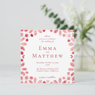 Invitación Baldosa Cuadrada Geométrica Roja Marroquí Boda