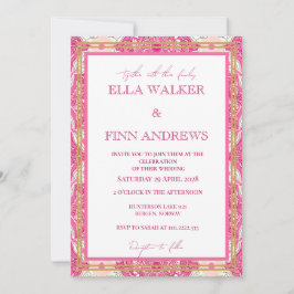 Invitación Baldosa estética rosa tipografía moderna boda
