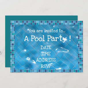 Invitación Baldosas azul Fiesta Retro Pool