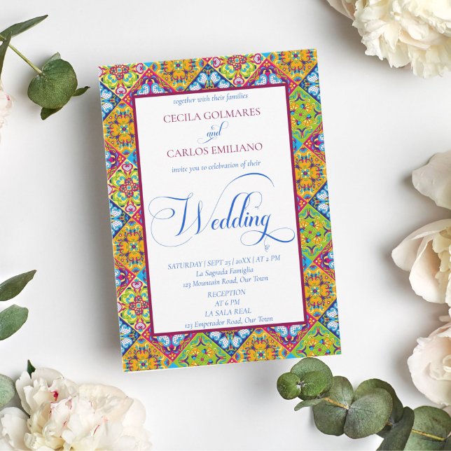 Invitación Baldosas decorativas de estilo español boda católi (Subido por el creador)
