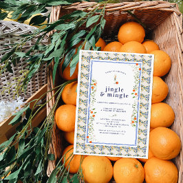 Invitación Baldosas Florales Botánicas de Citricos de Navidad