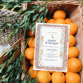Invitación Baldosas Florales Botánicas de Citricos de Navidad