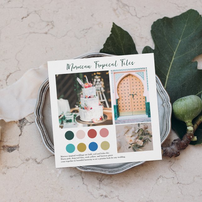 Invitación Baldosas florales | Paleta de colores tropical mar (Subido por el creador)