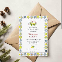 Invitación Baldosas italianas con Fiesta de Navidades limoner