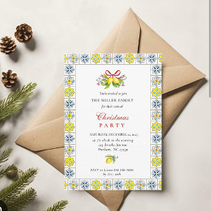 Invitación Baldosas italianas con Fiesta de Navidades limoner