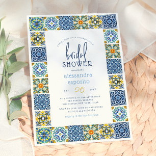 Invitación Baldosas italianas Ducha nupcial de verano sobre