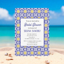 Invitación Baldosas portuguesas acuarela Floral Ducha de novi
