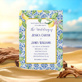 Invitación Baldosas portuguesas limones Boda mediterránea