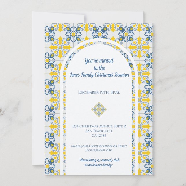 Invitación Baldosas portuguesas para la reunión de Navidades  (Anverso)