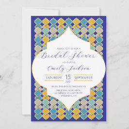 Invitación Baldosas reales azul dorado
