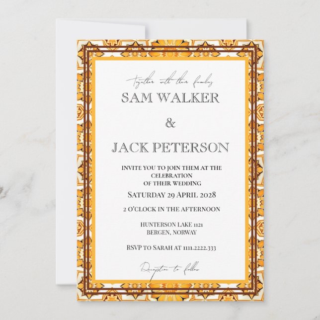 Invitación Baldosas Retro en Negrita (Anverso)