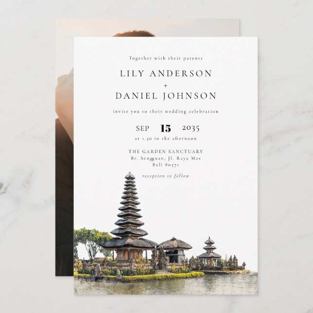 Invitación Bali Destination Photo Wedding (Anverso / Reverso)