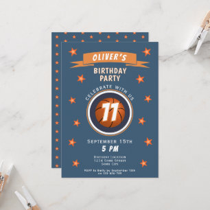 Invitación Ball de baloncesto moderno Star Sports Birday