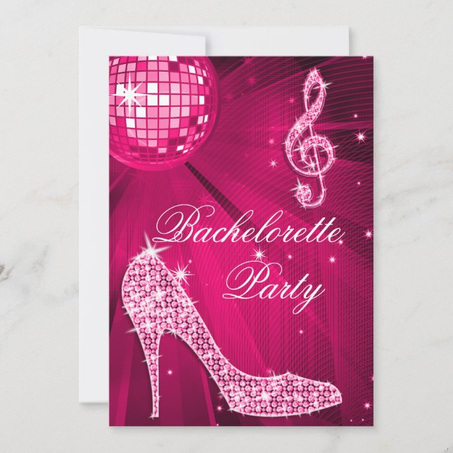 Invitación Ball de disco rosado caliente y bachillerato de ch (Anverso)