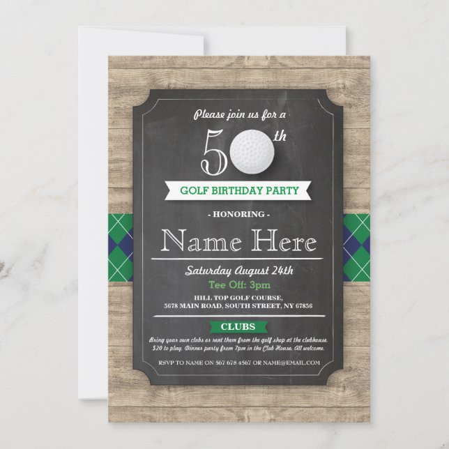 Invitación Ball de golf Birthday Party 40th 50th Invitation (Anverso)