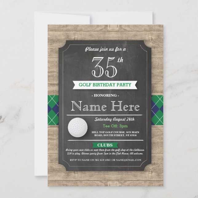 Invitación Ball de golf Birthday Party Any Age Golfing Invite (Anverso)