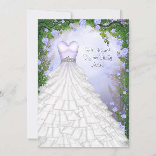 Invitación Ball Gown Fiesta Vestido Rosa púrpura Quinceanera (Anverso)