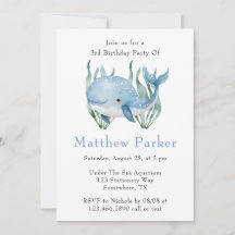 Ballena azul bajo la fiesta de cumpleaños Sea Boy