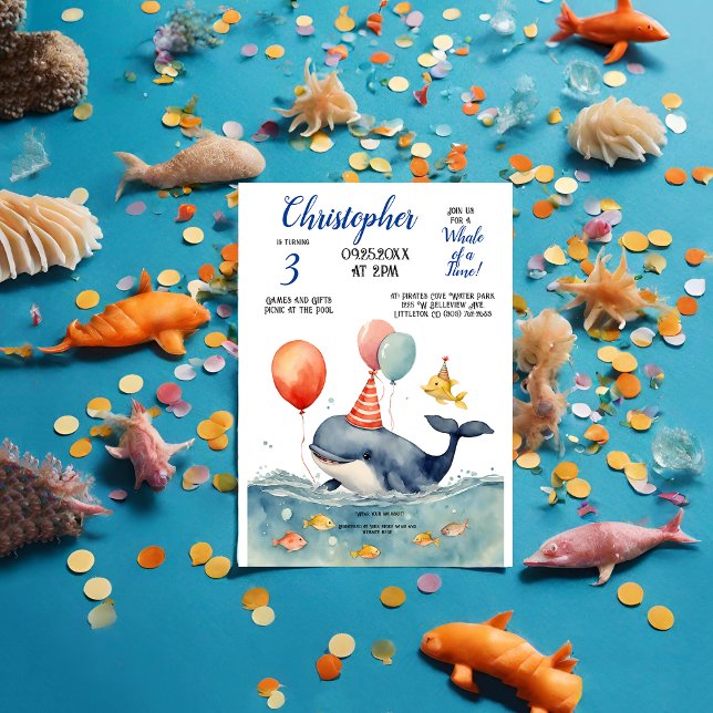 Invitación Ballena de cumpleaños de un chico del tiempo (Subido por el creador)