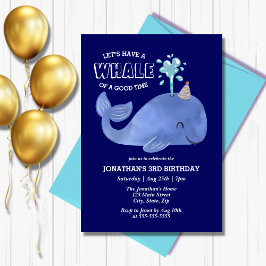 Invitación Ballena De Un Tiempo Fiesta Gorra Naval Cumpleaños