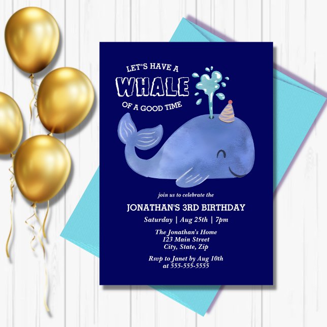 Invitación Ballena De Un Tiempo Fiesta Gorra Naval Cumpleaños (Subido por el creador)