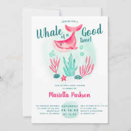 Invitación Ballena descubierta bajo el mar acuarela ducha de 