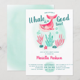 Invitación Ballena descubierta bajo el mar acuarela ducha de