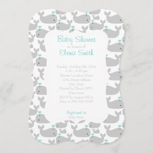 Invitación Ballena gris Baby Shower