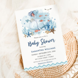 Invitación Ballena náutica bajo el mar Blue Boy Baby Shower