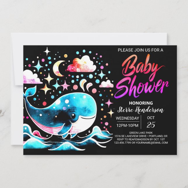 Invitación Ballena náutica bajo el mar Chica Baby Shower (Anverso)