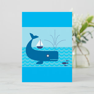 Invitación Ballena Náutica y Velero Océano Mar Azul