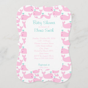 Invitación Ballena rosada Baby Shower