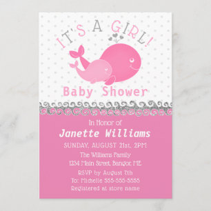 Invitación Ballena rosada náutica es un chica Baby Shower