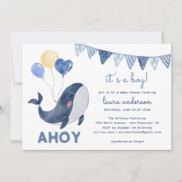 Invitación Ballenas acuáticas hoy es un niño Baby Shower