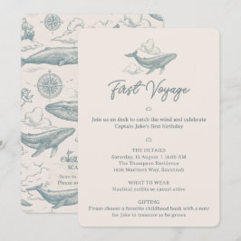 Invitación Ballenas en las Nubes Viaje Celestial 1er Cumpleañ