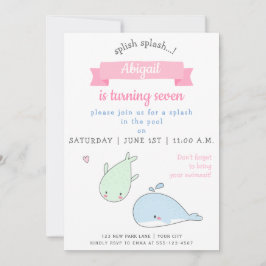 Invitación Ballenas ricas - Fiesta de la piscina de cumpleaño