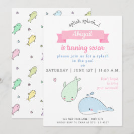 Invitación Ballenas ricas - Fiesta de la piscina de cumpleaño