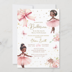 Invitación Ballerina afroamericana tu tu Baby Shower