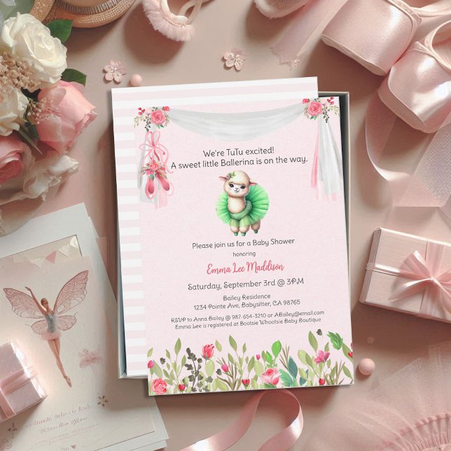 Invitación Ballerina Baby Girl Shower Tutu Elega Llama (Subido por el creador)
