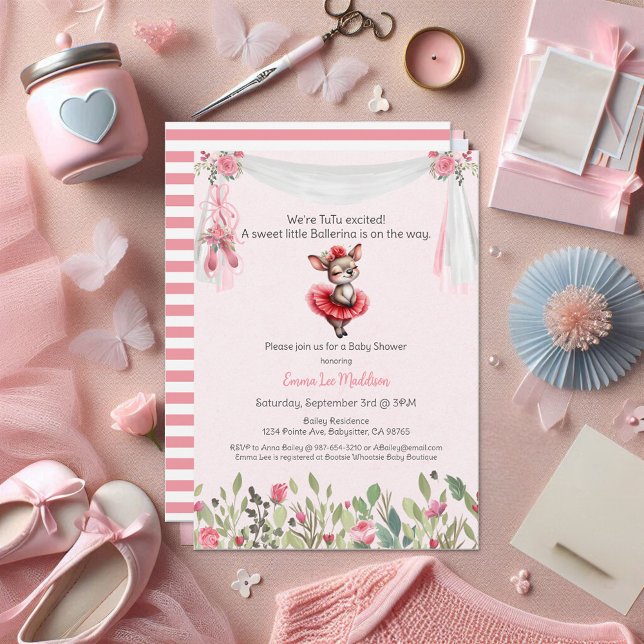 Invitación Ballerina Baby Girl Shower Tutu Elegant Kangaroo (Subido por el creador)