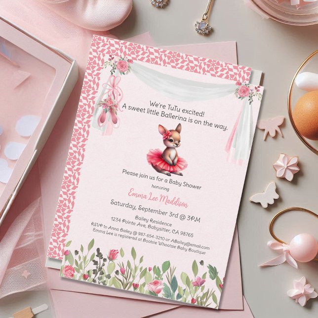 Invitación Ballerina Baby Shower Tutu emocionada canguro (Subido por el creador)