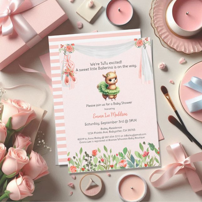 Invitación Ballerina Baby Shower Tutu Excita Llama (Subido por el creador)