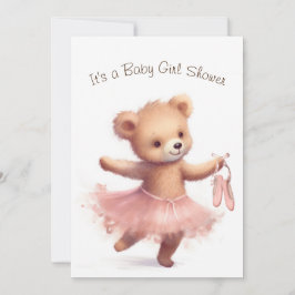 Invitación Ballerina Bear Baby Shower