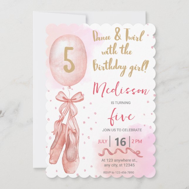 Invitación Ballerina Birthday (Anverso)