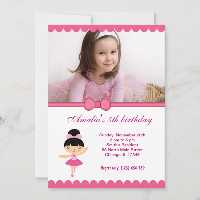 Invitación Ballerina Birthday Chica (Anverso)