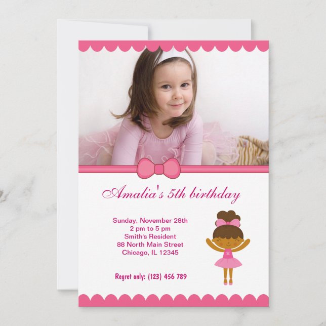 Invitación Ballerina Birthday Chica (Anverso)